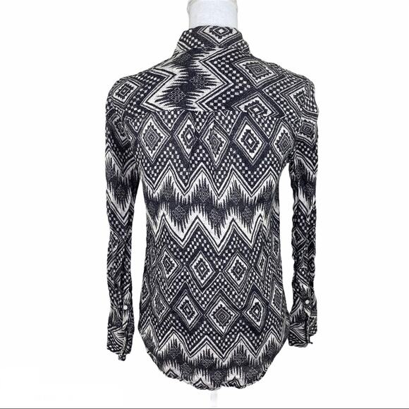J.Crew Printed Linen Aztec Shirt Black Size XS - Picture 2 of 7